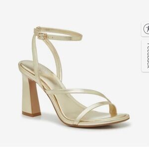 Mix No. 6 Gold Strappy Heels with Chunky Heel - NEVER WORN!